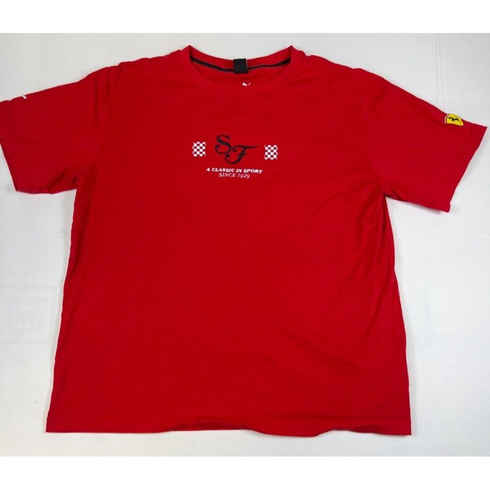 Scuderia Ferrari PUMA Men Size L Red T-Shirt SF A Classic In Sport Since 1929